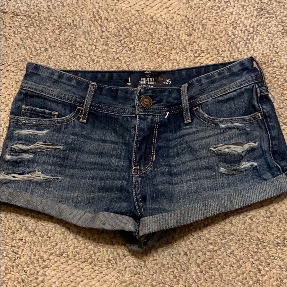 Hollister Destroyed Medium Wash Jean Shorts